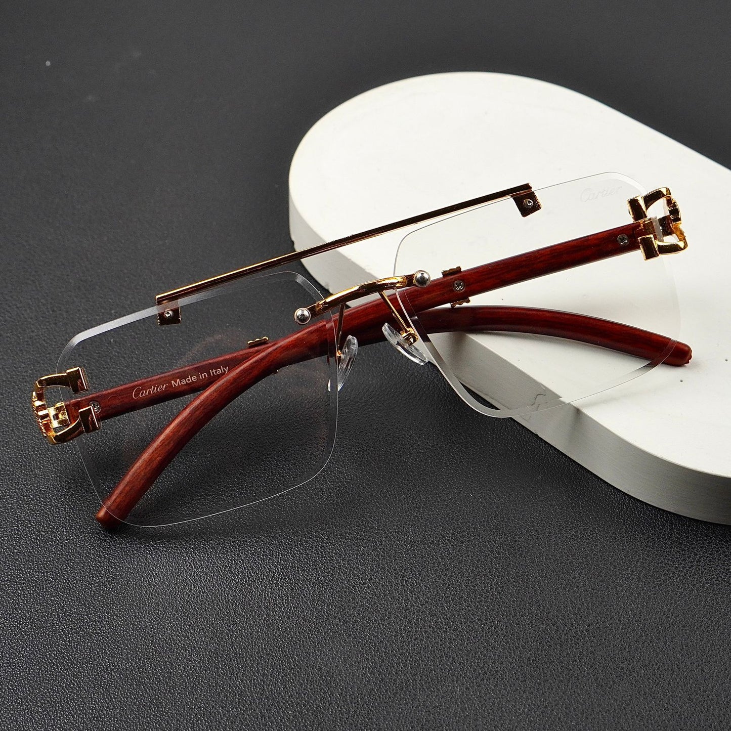 Transition Black- Rimless Sunglasses – S-1150