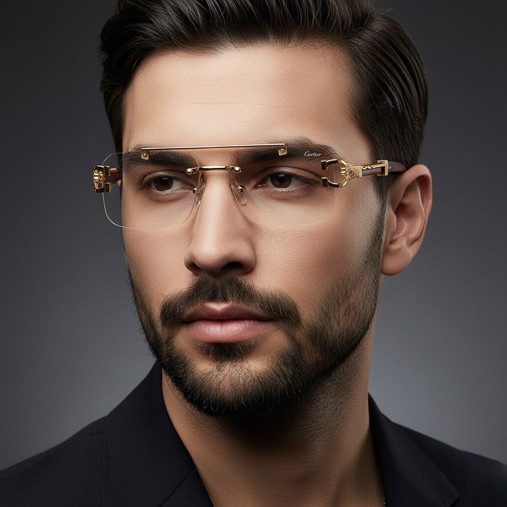 Transition Black- Rimless Sunglasses – S-1150