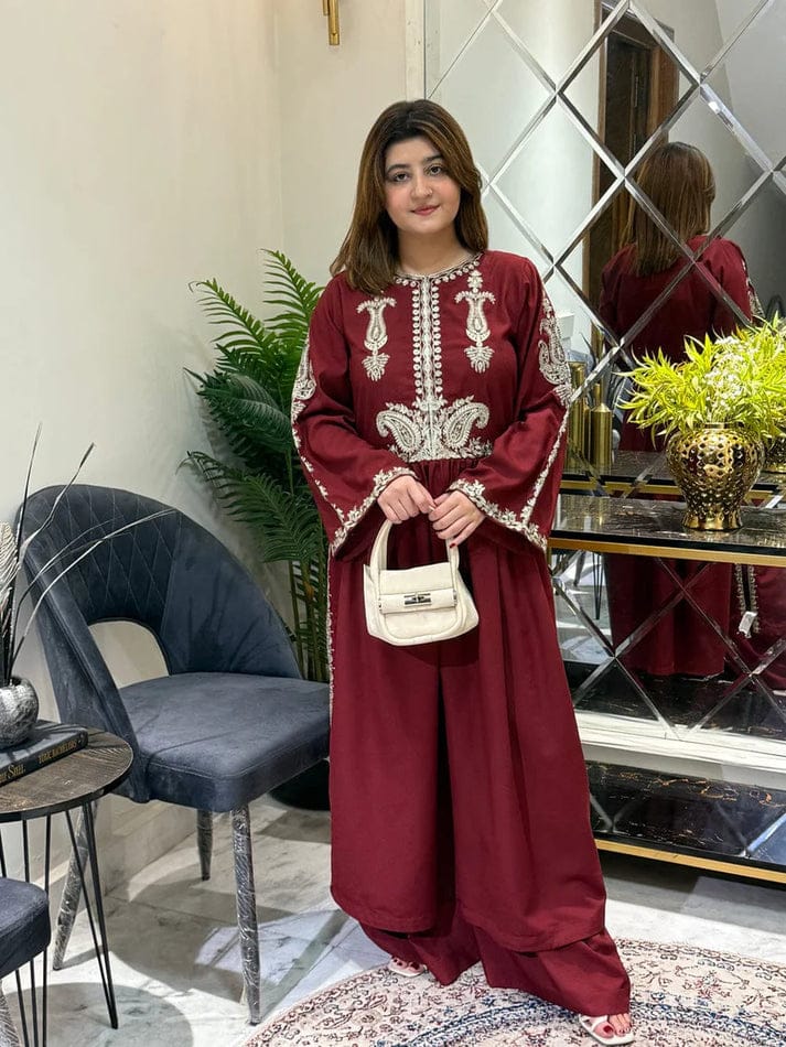 Alisbha Maroon Embroidered 2pc