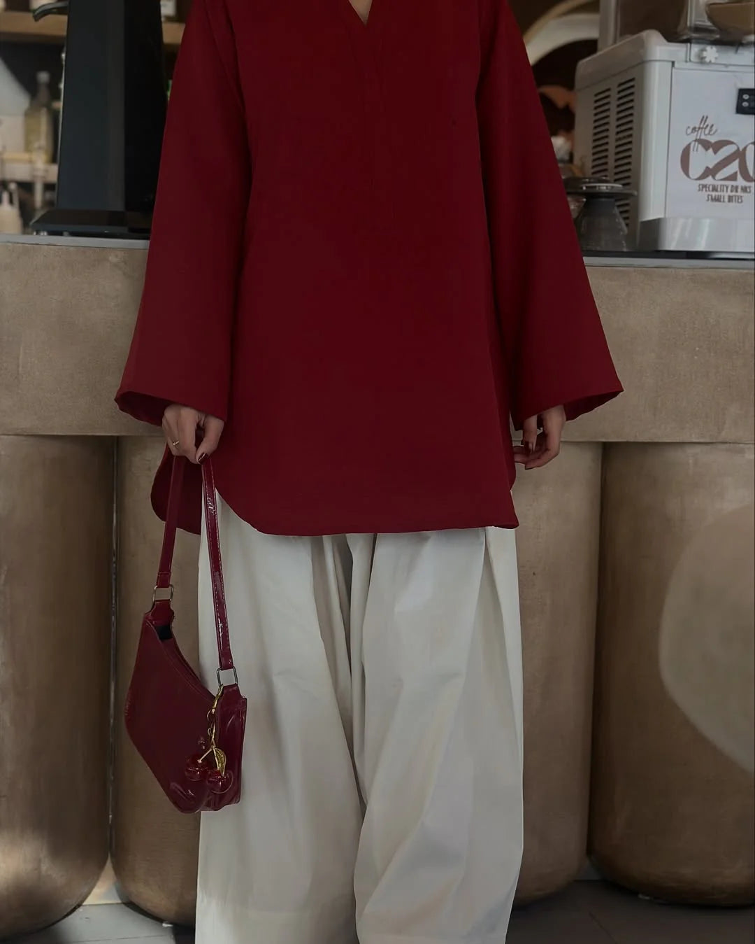 Dynamic Cherry Farshi Co_ord