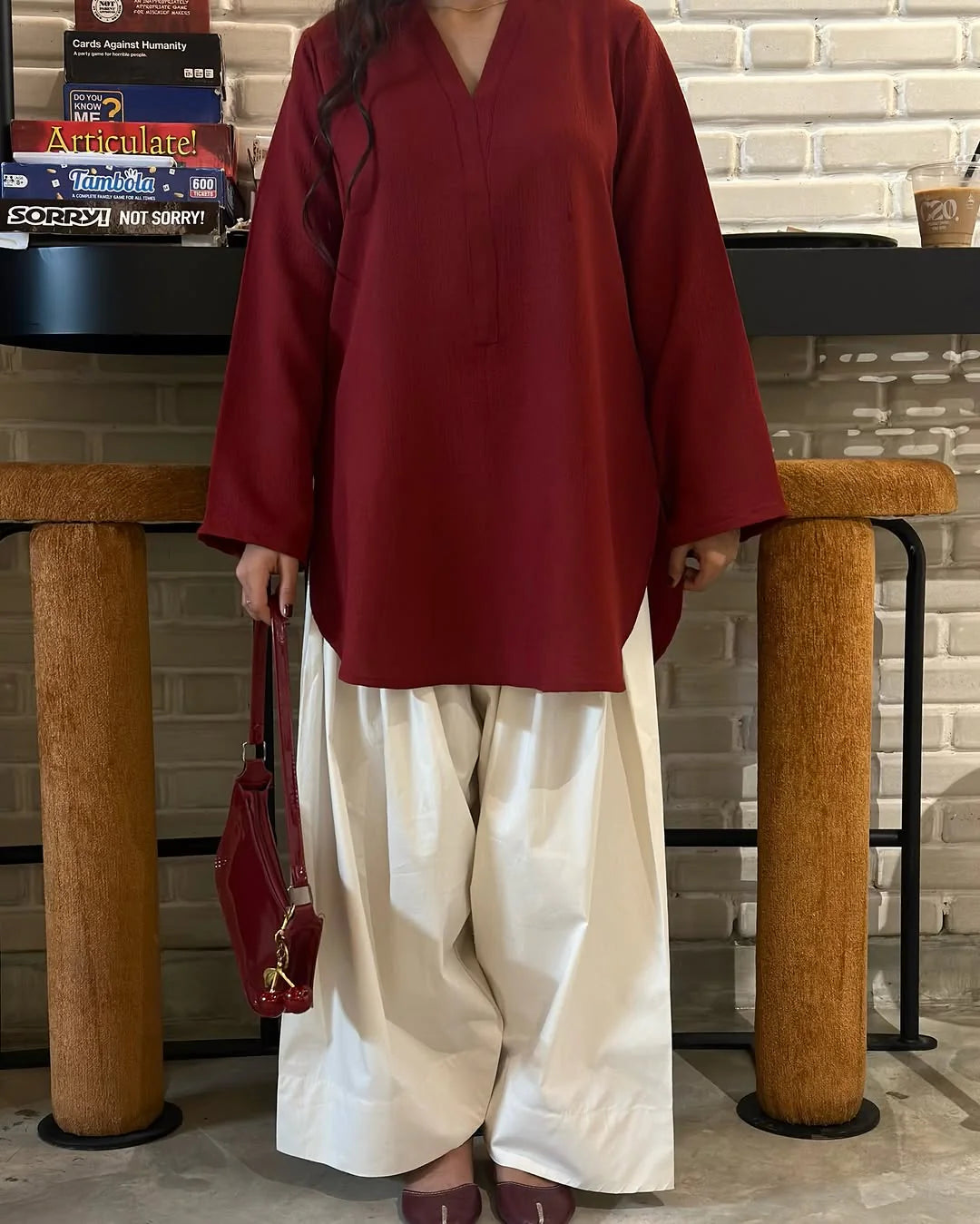Dynamic Cherry Farshi Co_ord